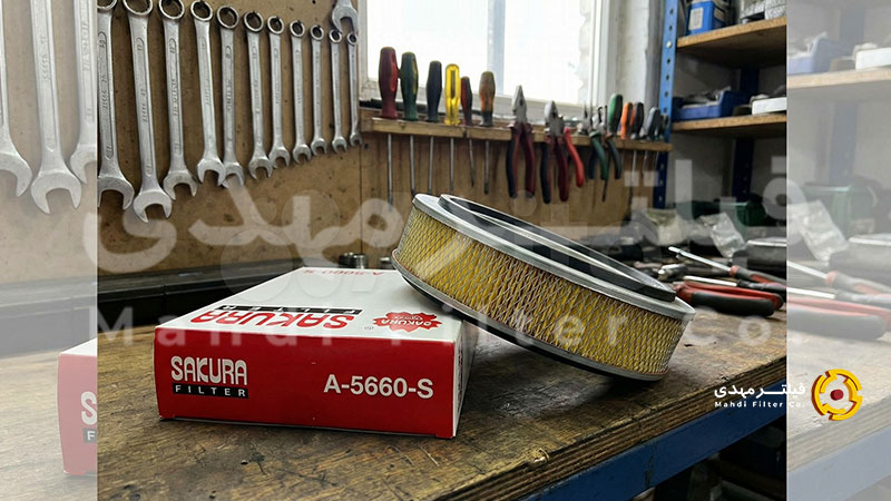  فیلتر Sakura A-5660-S روی میز کار با پس‌زمینه محو ابزار