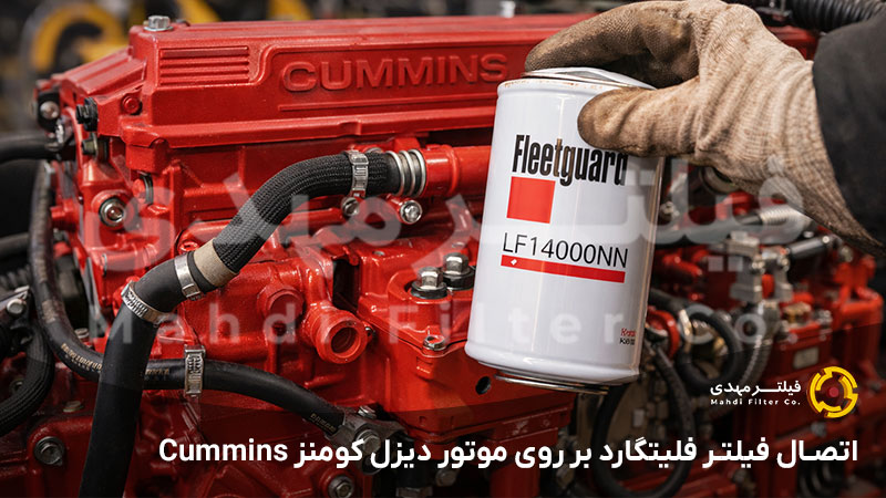 اتصال فیلتر فلیتگارد بر روی موتور دیزل کومنز Cummins