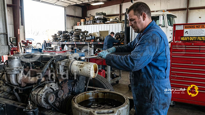تعویض فیلتر روغن ماشین سنگین