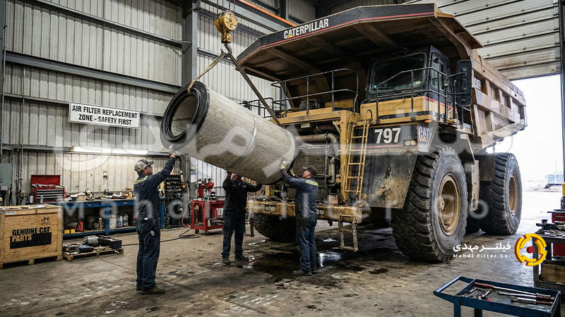 تعویض و نصب فیلتر هوای دامپتراک در پروژه عمرانی