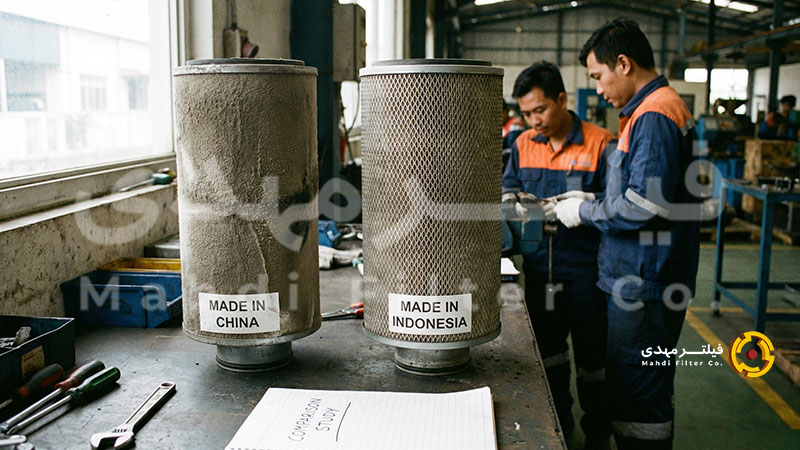 مقایسه عملکرد فیلتر صنعتی چینی و اندونزیایی در ماشین‌آلات سنگین
